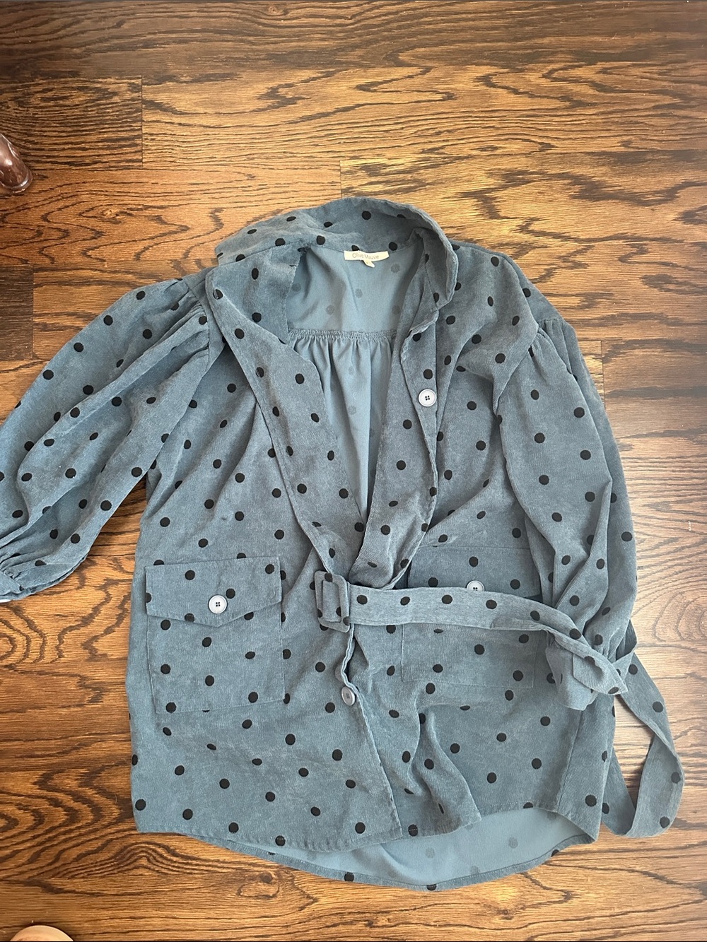 Women's Slate Blue Polka Dot Belted Blazer